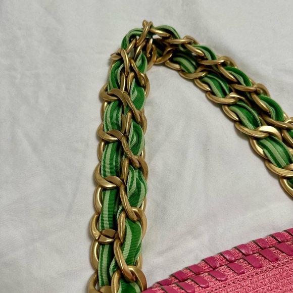 Y2K Juicy Couture Pink Tote with Green and Gold Chain Rare! - Picture 4 of 12